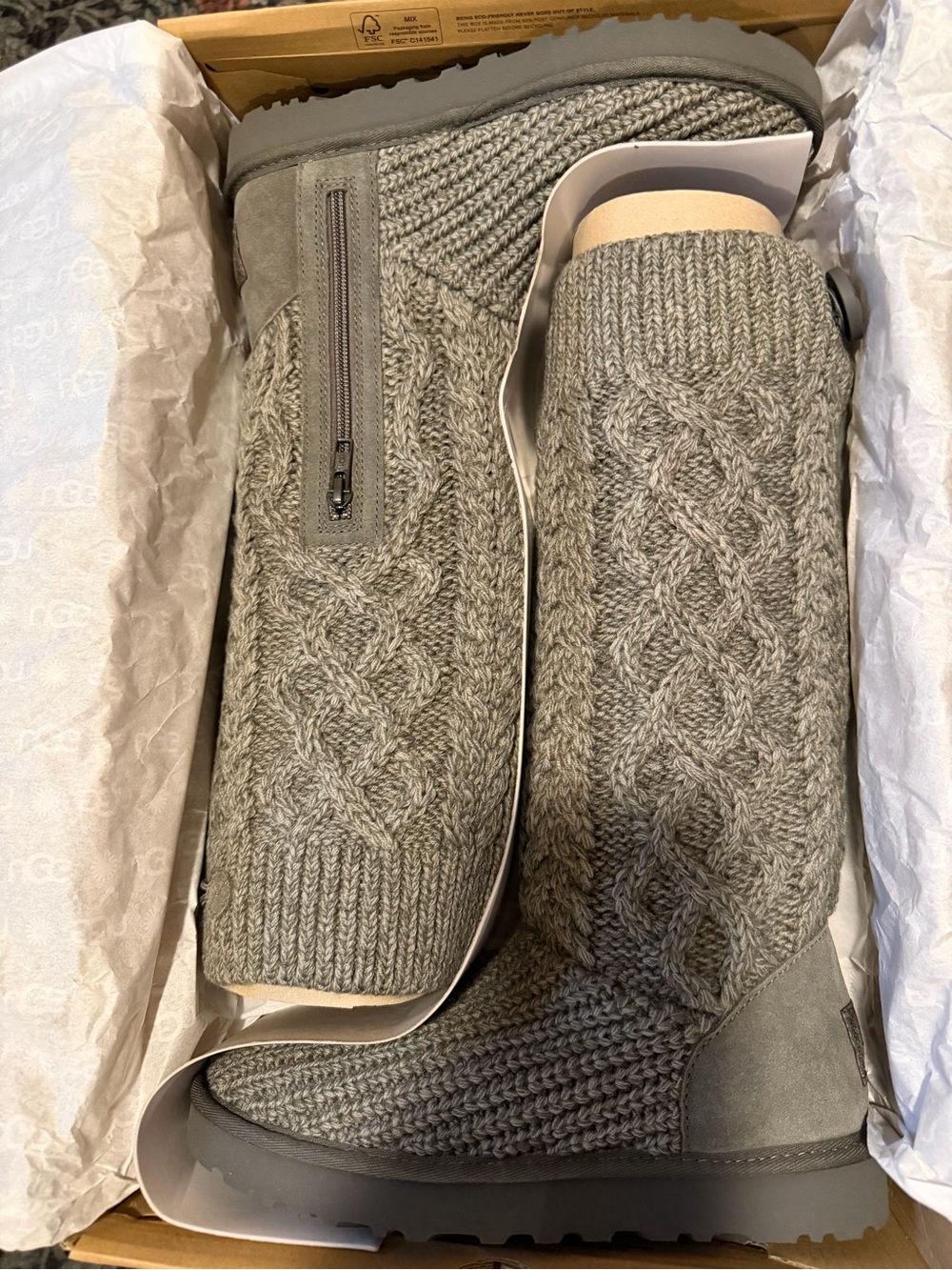 Cozy Knit Gray Boot Socks - Brand UGG